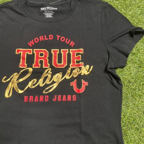 Black True Religion T-shirt with gold logo #streetwear - Picture 3 of 4